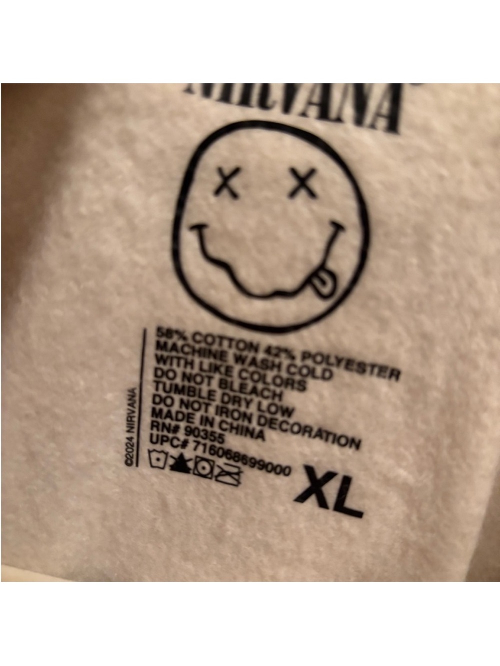 NIRVANA Cream Pullover Hoodie with Smiley Graphic - Picture 3 of 4